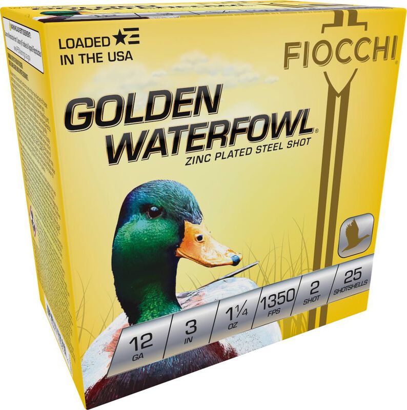 Golden Waterfowl, 12 Gauge, 2 Shot, 3 in, 1 1/4 oz, 1350 fps