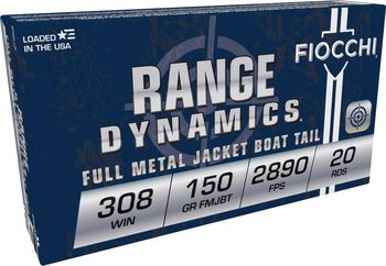 Range Dynamics Rifle, 308 Win, 150 Grain, Full Metal Jacket Boat-Tail, 2890 fps