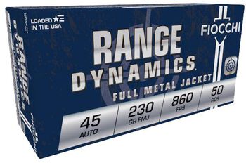 Range Dynamics Handgun, 45 Auto, 230 Grain, Full Metal Jacket, 860 fps