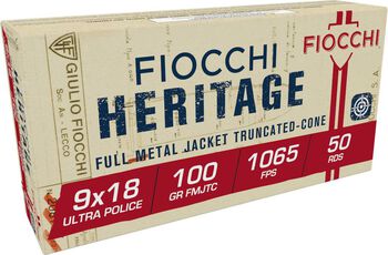 Heritage, 9X18 Ultra, 100 Grain, Full Metal Jacket Truncated Cone, 1065 fps