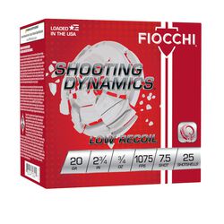 Shooting Dynamics Low Recoil, 20 Gauge, 7.5 Shot, 2-3/4 in, 3/4 oz, 1075 fps