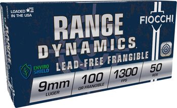 Range Dynamics Handgun, 9mm Luger, 100 Grain, Frangible, 1300 fps