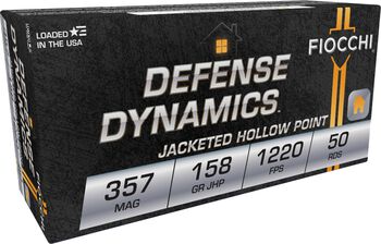 Defense Dynamics, 357 Magnum, 158 Grain, Jacketed Hollow Point, 1220 fps