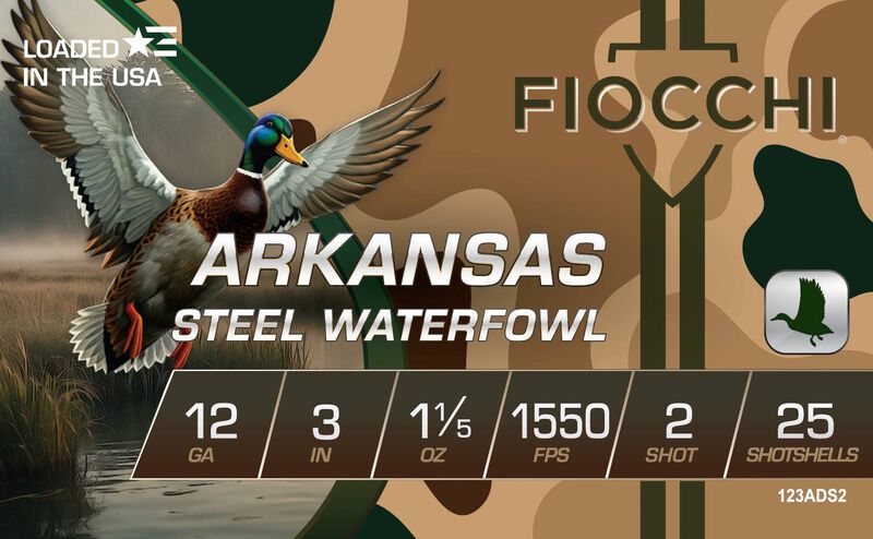 Arkansas Steel, 12 Gauge, 2 Shot, 3 in, 1 1/5 oz, 1550 fps