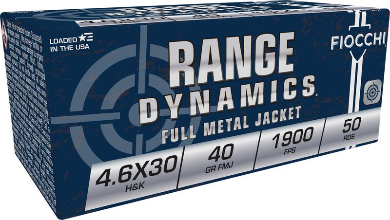 Range Dynamics Rifle, 4.6x30 H&amp;K, 40 Grain, Full Metal Jacket, 1900 fps