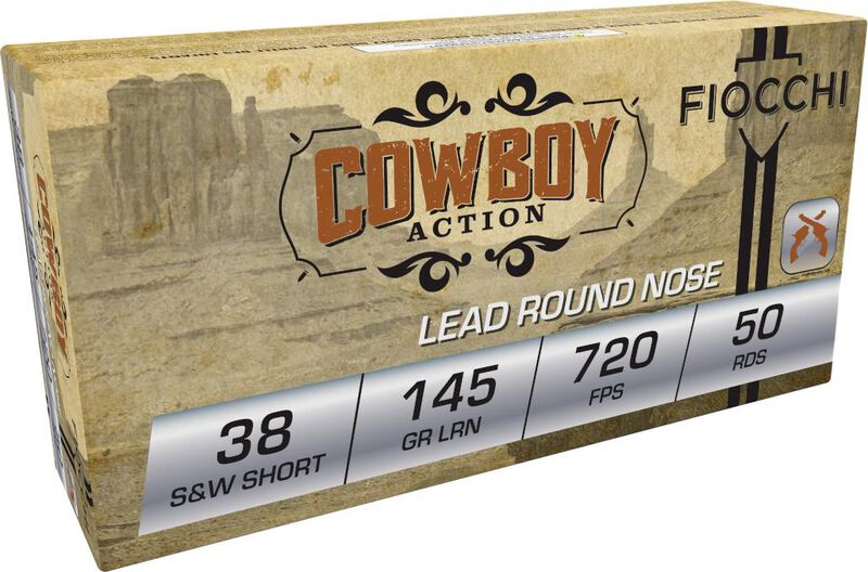Cowboy Action, 38 S&amp;W Short, 145 Grain, Lead Round Nose, 720 fps