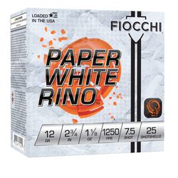 Paper White Rino, 12 Gauge, 7.5 Shot, 2-3/4 in, 1 1/8 oz, 1250 fps