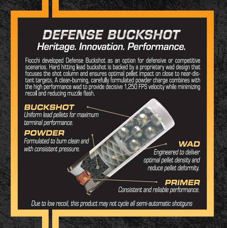Defense Dynamics Buckshot, 12 Gauge, 1 Buck Shot, 2-3/4 in, 1250 fps