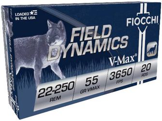 Field Dynamics Varmint, 22-250 Rem, 55 Grain, Hornady&reg; V-Max&reg;, 3650 fps