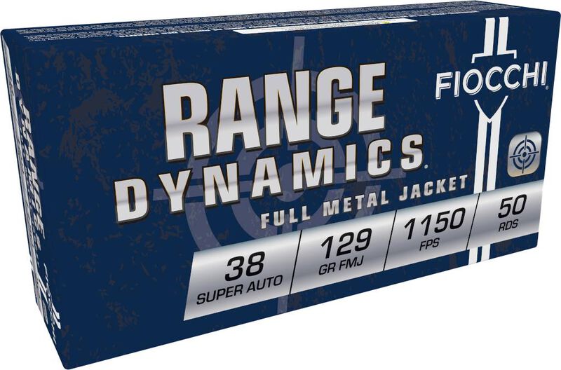 Range Dynamics Handgun, 38 Super Auto, 129 Grain, Full Metal Jacket, 1200 fps