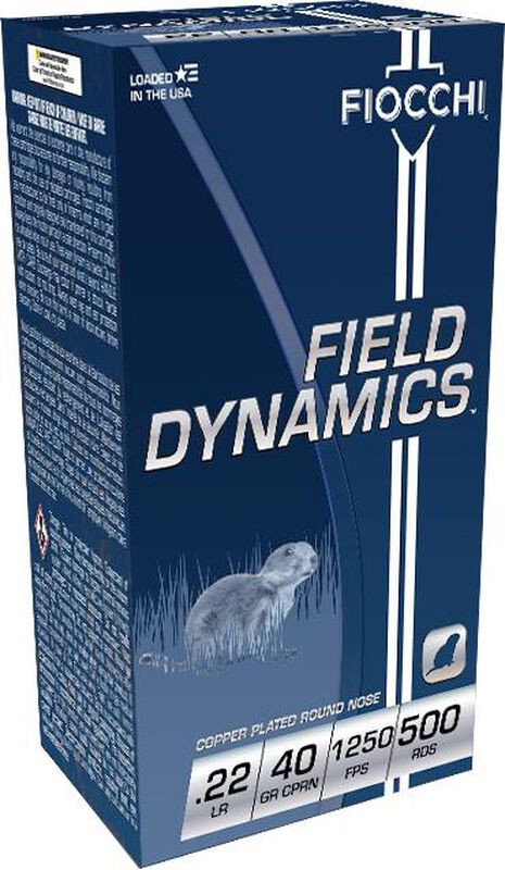 Field Dynamics Rimfire, 22 LR, 40 Grain, Copper Plated Round Nose, 1250 fps