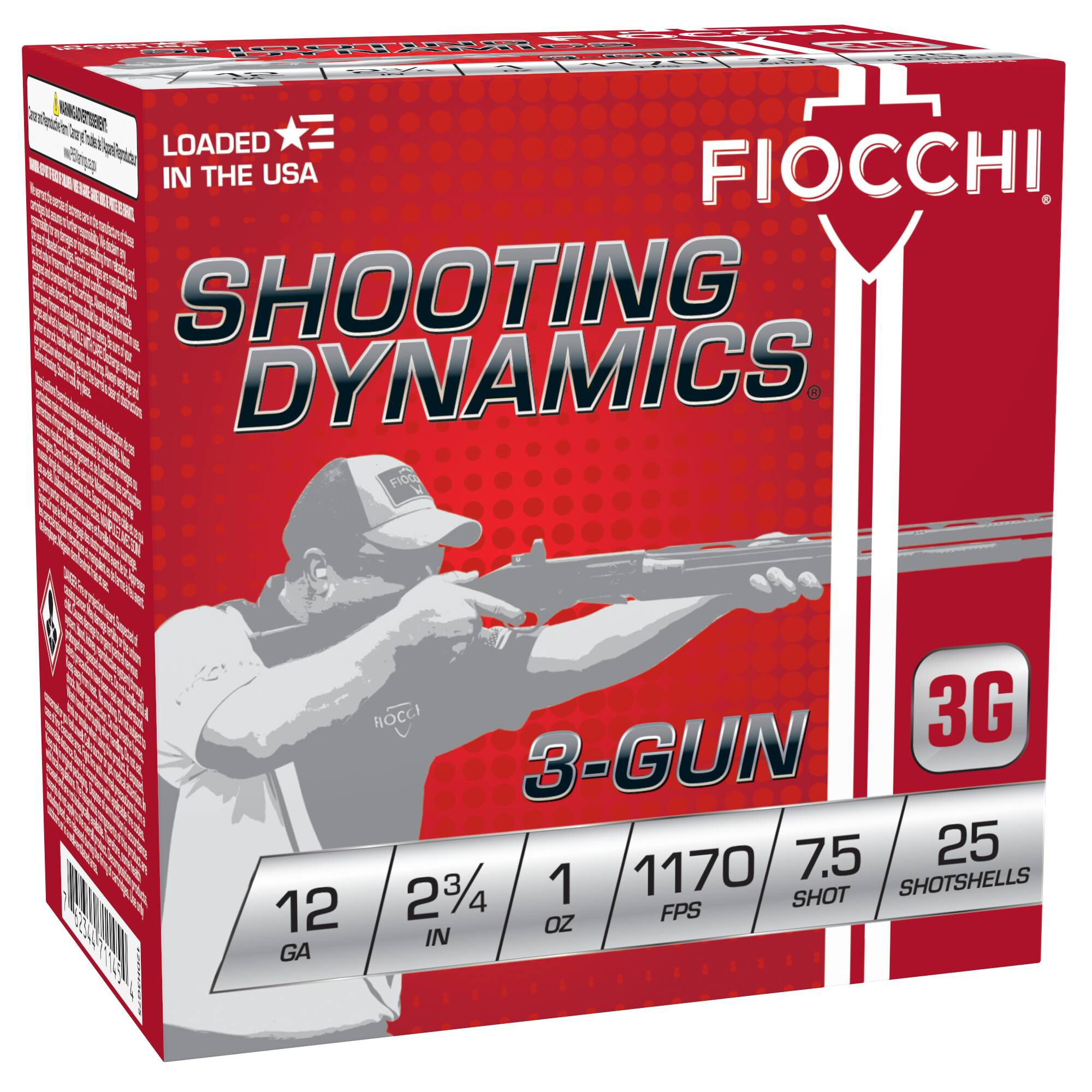Fiocchi 3-Gun Match 12GA 1oz #7.5 Shot - Reliable 25 Round Box 4 Fiocchi 3-Gun Match 12GA 1oz #7.5 shot competition shotshell box