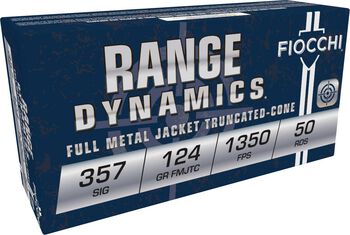 Range Dynamics Handgun, 357 Sig, 124 Grain, Full Metal Jacket, 1350 fps