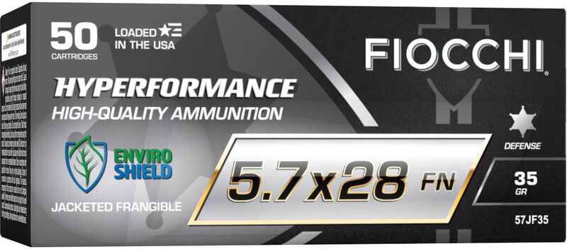 Hyperformance Defense Handgun, 5.7x28mm, 35 Grain, Jacketed Frangible, 1700 fps