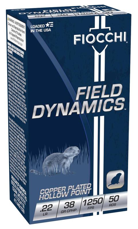Field Dynamics Rimfire, 22 LR, 38 Grain, Copper Plated Hollow Point, 1250 fps
