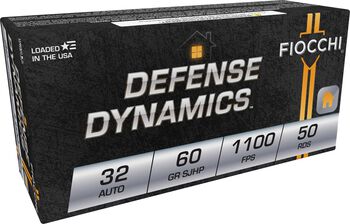 Defense Dynamics, 32 Auto, 60 Grain, Jacketed Hollow Point, 1100 fps