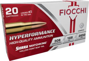 Hyperformance Match, 308 Win, 168 Grain, Sierra&reg; MatchKing&reg; HP Boat-Tail, 2650 fps
