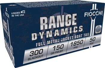 Range Dynamics Rifle, 300 Blackout, 150 Grain, Full Metal Jacket Boat-Tail, 1850 fps