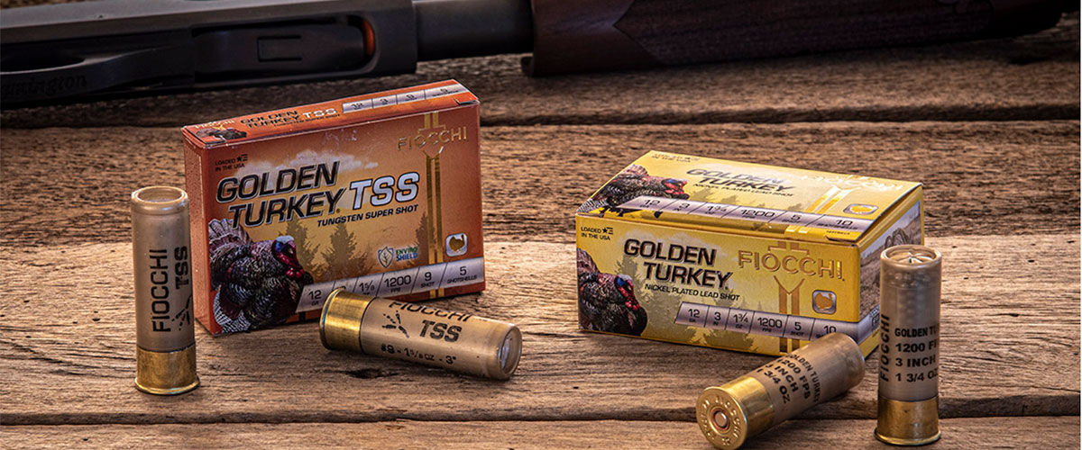 Golden Turkey TSS and Golden Turkey boxes and shotshells on a table