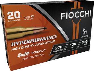 Hyperformance Hunt Rifle, 270 Win, 130 Grain, Swift® Scirocco® Boat-Tail Spitzer, 3050 fps