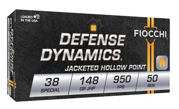 Defense Dynamics, 38 Special, 148 Grain, Jacketed Hollow Point, 750 fps