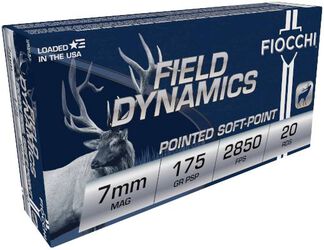 Field Dynamics Big Game, 7mm Rem Mag, 175 Grain, Pointed Soft Point, 2850 fps