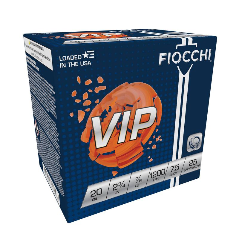 VIP, 20 Gauge, 7.5 Shot, 2-3/4 in, 7/8 oz, 1200 fps 20 Gauge Ammo - 25 Shells of #7.5 Shot Ammunition (20VIP75)