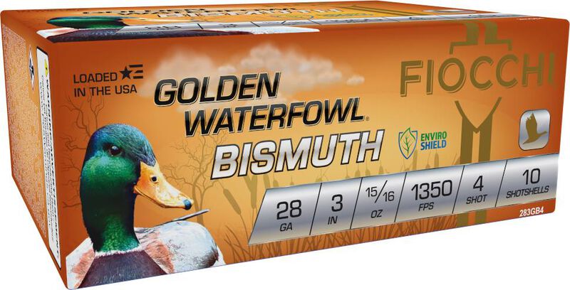 Golden Waterfowl Bismuth, 28 Gauge, 4 Shot, 3 in, 15/16 oz, 1350 fps 28 Gauge Ammo - 10 Shells of #4 Shot Ammunition (283GB4)
