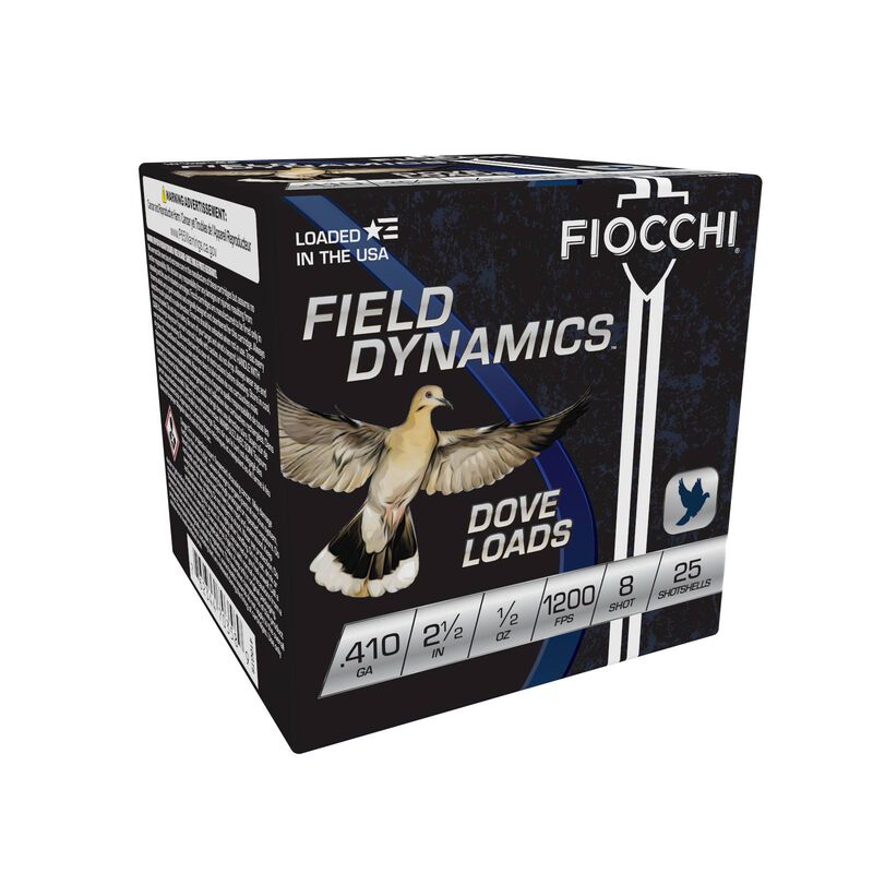 Field Dynamics Dove Loads, 410 Bore, 8 Shot, 2-1/2 in, 1/2 oz, 1200 fps 410 Bore Ammo - 25 Shells of #8 Shot Ammunition (410GT8)