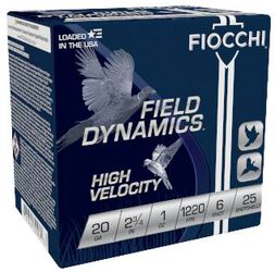Field Dynamics High Velocity, 20 Gauge, 6 Shot, 2-3/4 in, 1 oz, 1220 fps