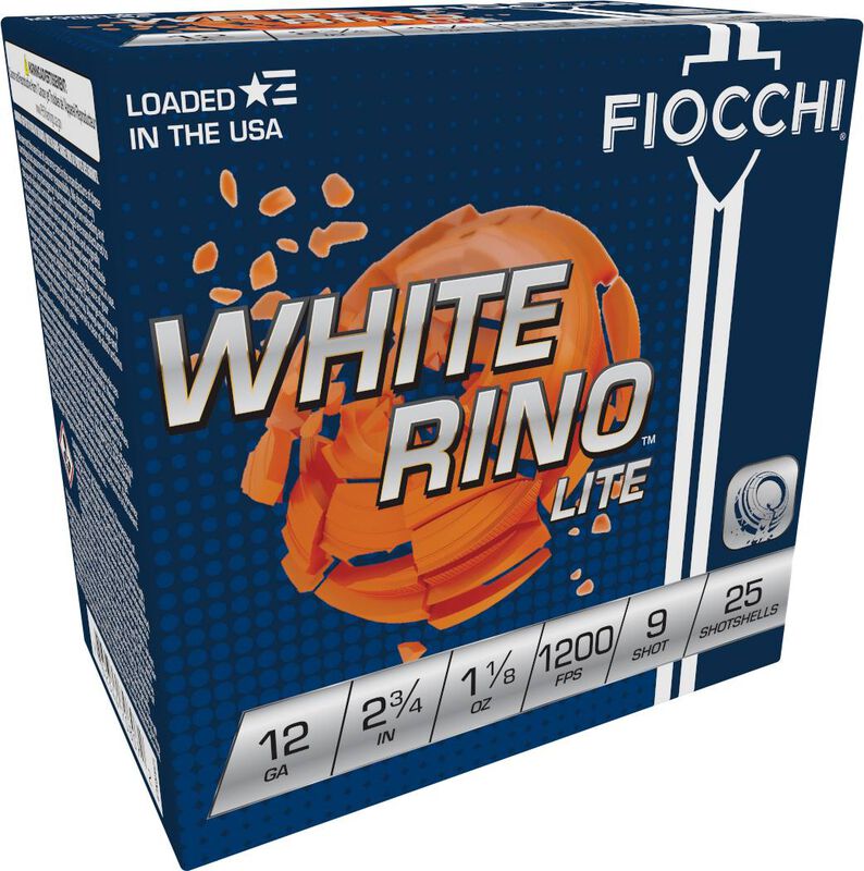 White Rino Lite, 12 Gauge, 9 Shot, 2-3/4 in, 1 1/8 oz, 1200 fps 12 Gauge Ammo - 25 Shells of #9 Shot Ammunition (12WRNL9)