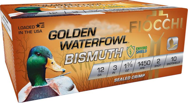 Golden Waterfowl Bismuth, 12 Gauge, 2 Shot, 3 in, 1 3/8 oz, 1450 fps 12 Gauge Ammo - 10 Shells of #2 Shot Ammunition (123GB2)