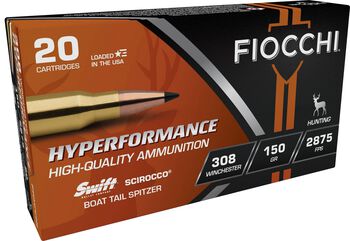 Hyperformance Hunt Rifle, 308 Win, 150 Grain, Swift® Scirocco® Boat-Tail Spitzer, 2875 fps
