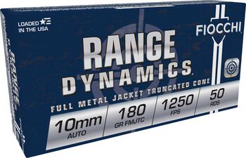 Range Dynamics Handgun, 10mm Auto, 180 Grain, Full Metal Jacket Truncated Cone, 1250 fps