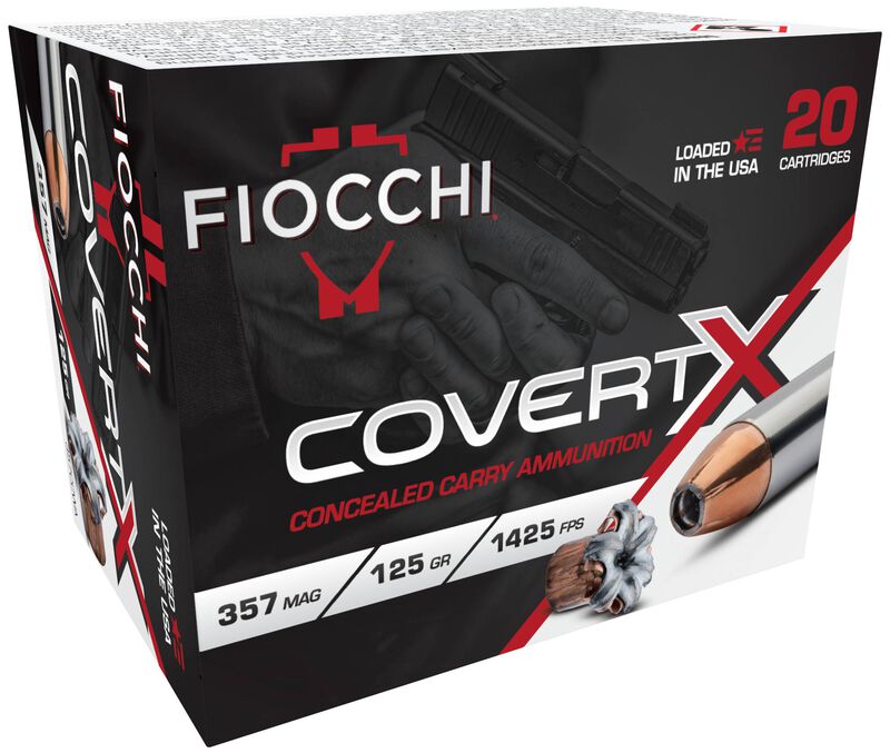 CovertX, 357 Magnum, 125 Grain, Jacketed Hollow Point, 1425 fps 357 Magnum Caliber Ammo - 20 Rounds of 125 Grain Weight Ammunition (357CCWA)