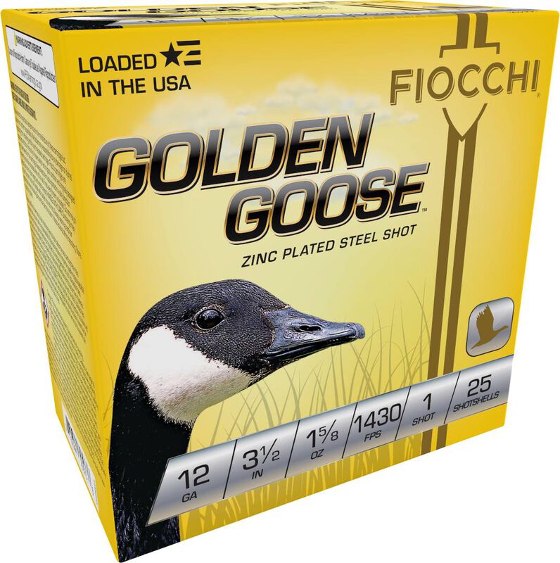 Golden Goose, 12 Gauge, 1 Shot, 3-1/2 in, 1 5/8 oz, 1430 fps 12 Gauge Ammo - 25 Shells of #1 Shot Ammunition (1235GG1)