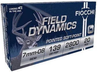 Field Dynamics Big Game, 7mm-08 Rem, 139 Grain, Pointed Soft Point, 2800 fps