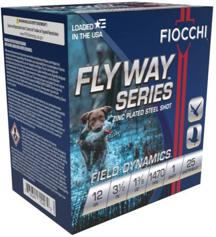 Flyway Series, 12 Gauge, 1 Shot, 3-1/2 in, 1 3/8 oz, 1470 fps 12 Gauge Ammo - 25 Shells of #1 Shot Ammunition (1235ST1)