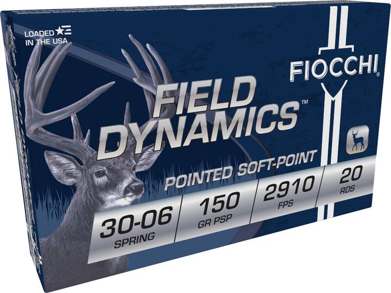 Field Dynamics Big Game, 30-06 Springfield, 150 Grain, Pointed Soft Point, 2910 fps 30-06 Springfield Caliber Ammo - 20 Rounds of 150 Grain Weight Ammunition (3006BFOA)