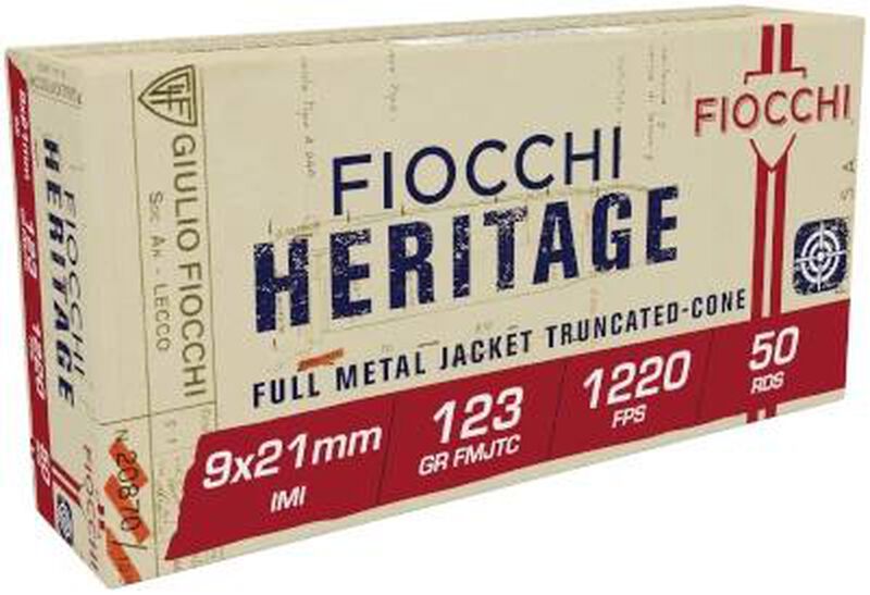 Heritage, 9X21 IMI, 123 Grain, Full Metal Jacket Truncated Cone, 1230 fps 9X21 IMI Caliber Ammo - 50 Rounds of 123 Grain Weight Ammunition (9X21)